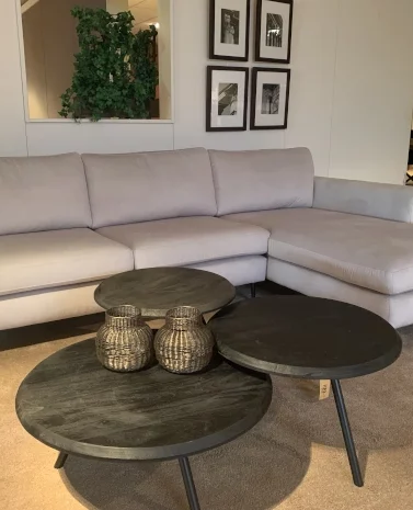 Bank + chaise longue in stof