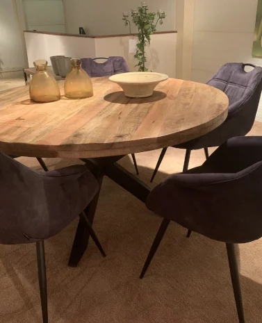 5 Eetkamerstoelen met arm in velours stof